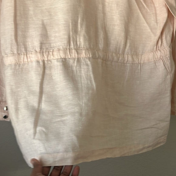 RACHEL ROY Size L 100% linen Pink Hooded Jacket Snap Button Down - Picture 10 of 10